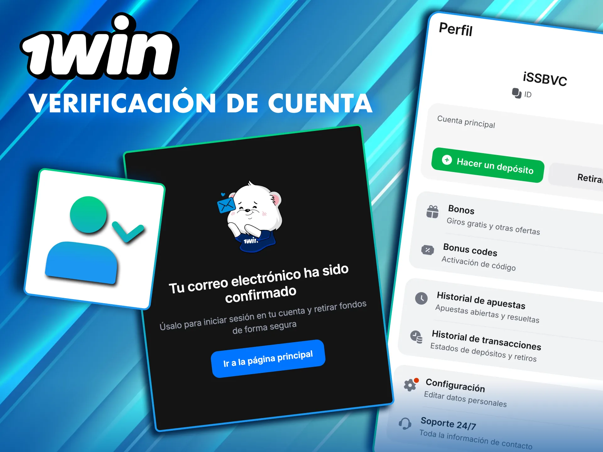 Verifica tu cuenta en 1Win México con correo y documentos oficiales.