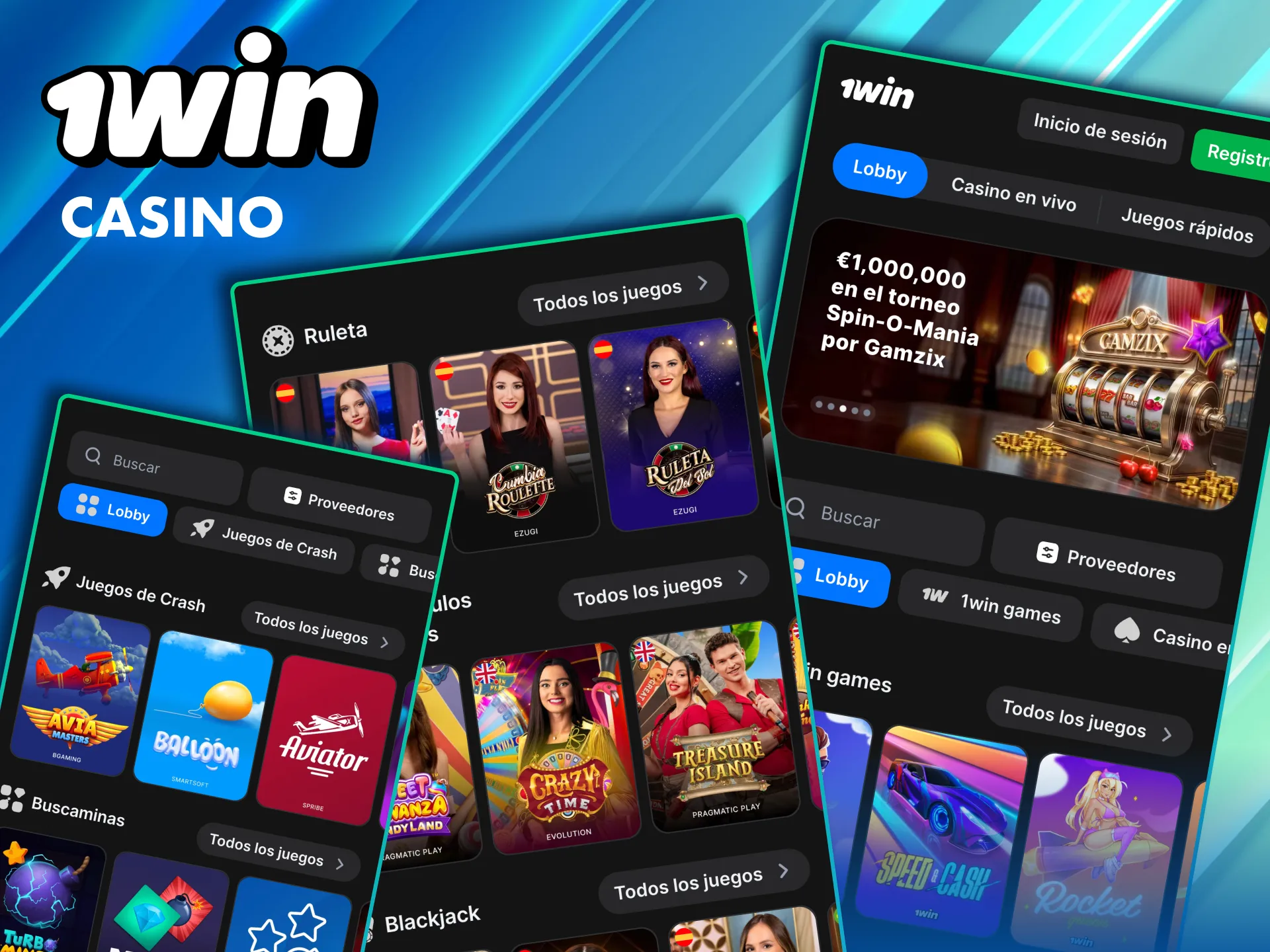 Tragamonedas, mesas cl&aacute;sicas y bonos en el casino 1Win.