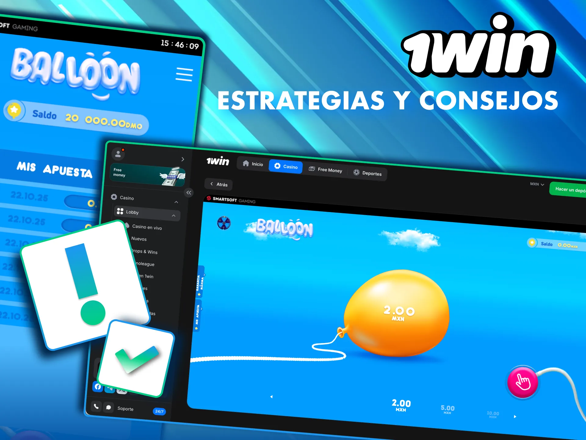 Juega Balloon en 1Win con estrategia fija y gesti&oacute;n responsable del bankroll.