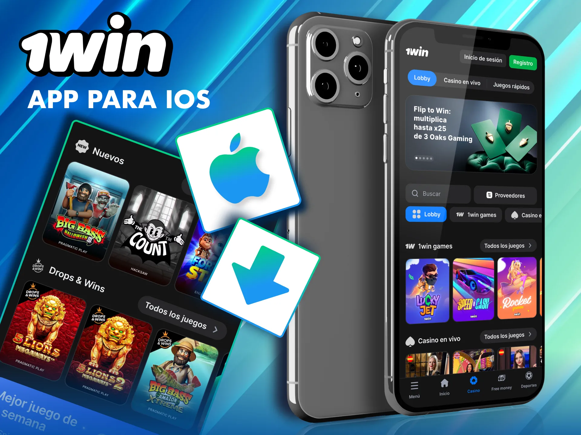 Instala la app de 1Win en iPhone como acceso directo.