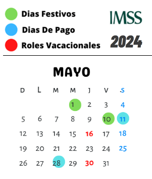 calendario imss mayo 2024