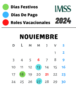 calendario imss noviembre 2024