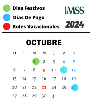 calendario imss octubre 2024