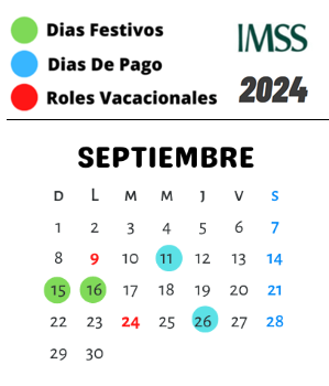 calendario imss septiembre 2024