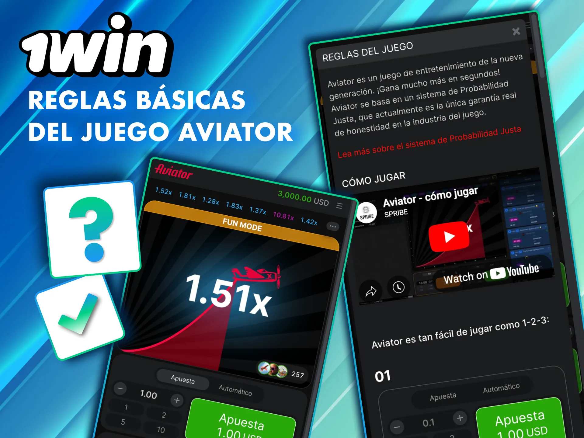 En Aviator de 1Win decides cu&aacute;ndo retirar para asegurar tu premio.
