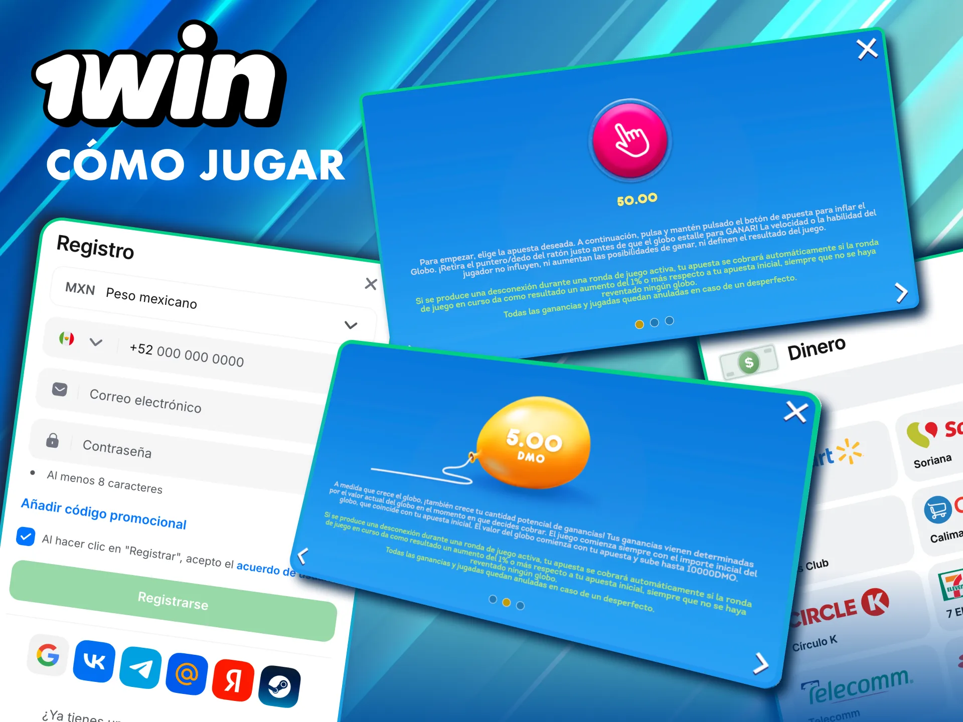 1Win M&eacute;xico incluye Balloon con m&eacute;todos de pago variados y estrategia de retiro.