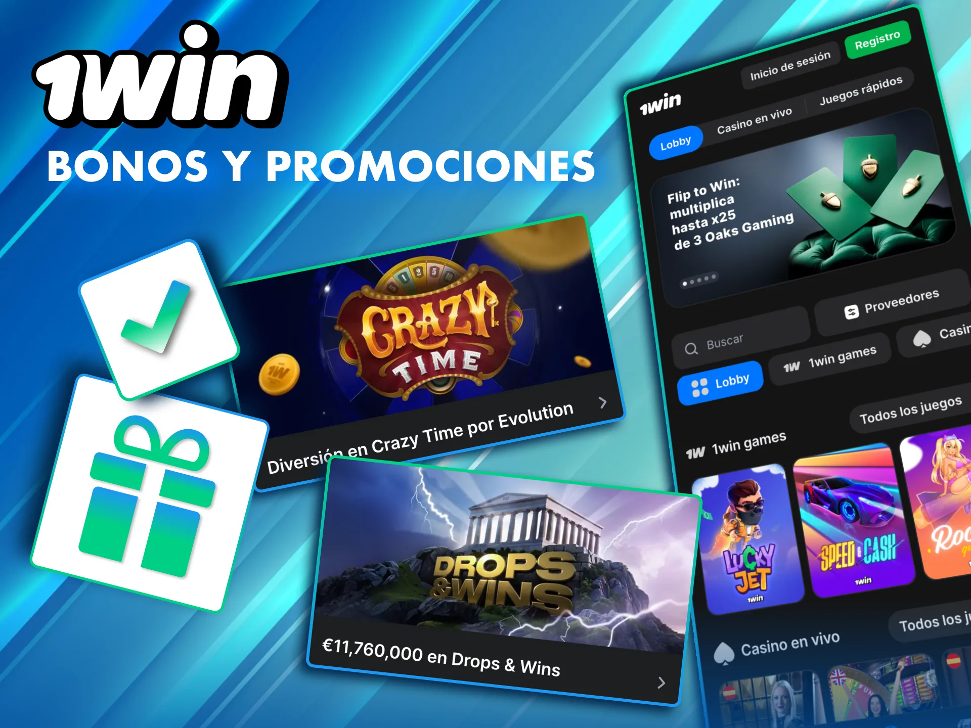 Bonos en vivo en 1Win M&eacute;xico con hasta 500% en dep&oacute;sitos iniciales.