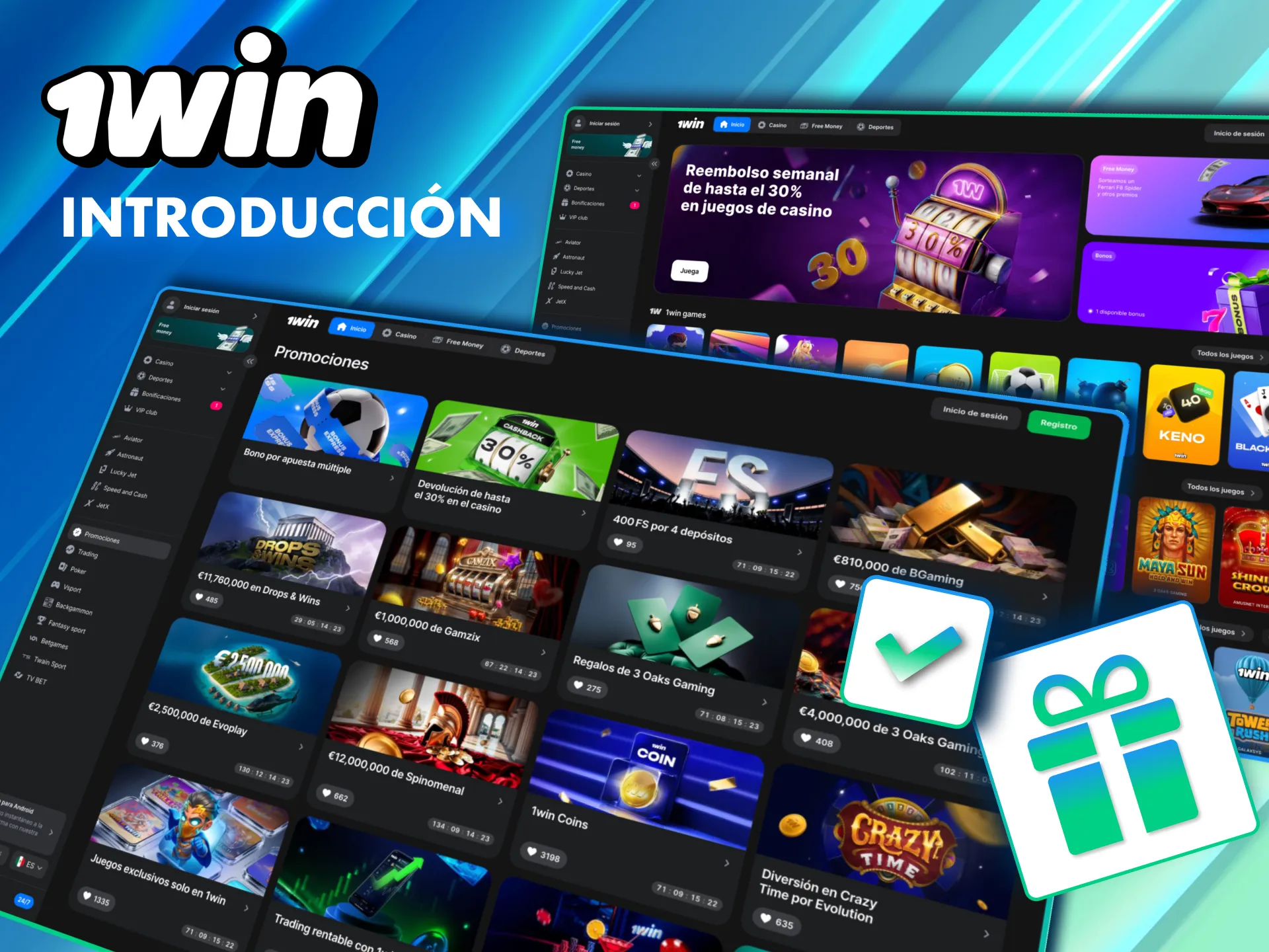Explora m&aacute;s secciones con los bonos de bienvenida de 1Win.