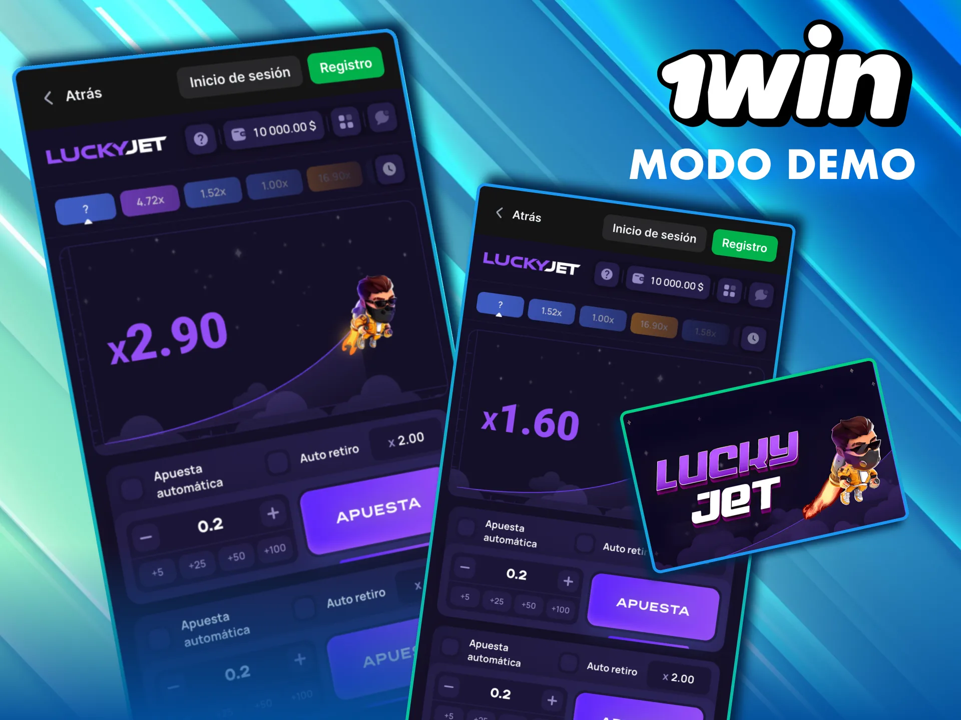 Practica en Lucky Jet de 1Win antes de apostar saldo real.