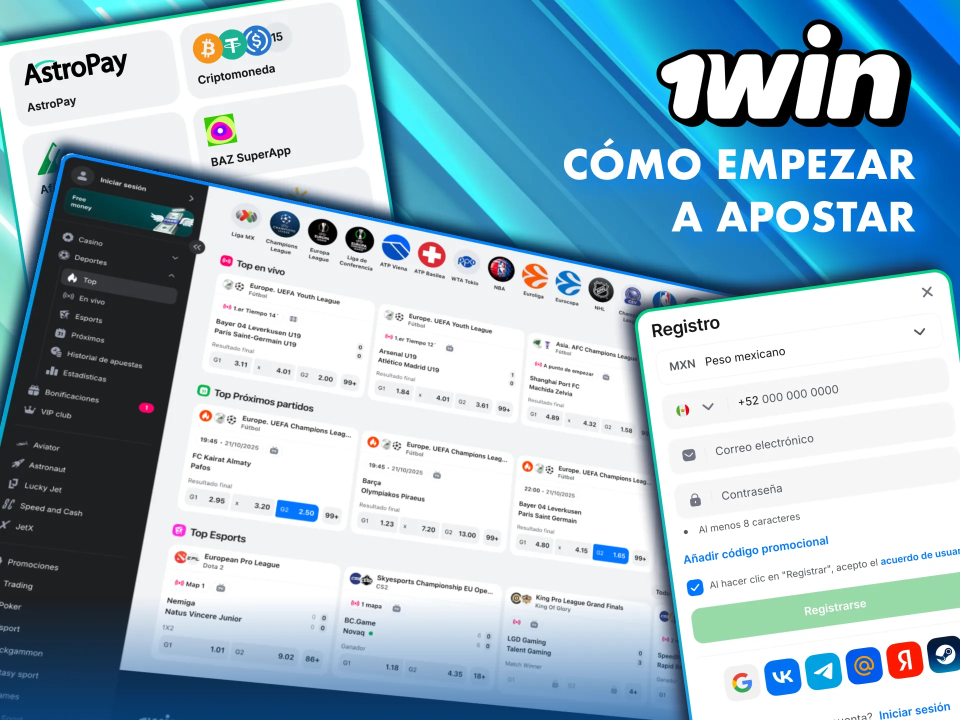 Primeros pasos para apostar en 1Win M&eacute;xico.