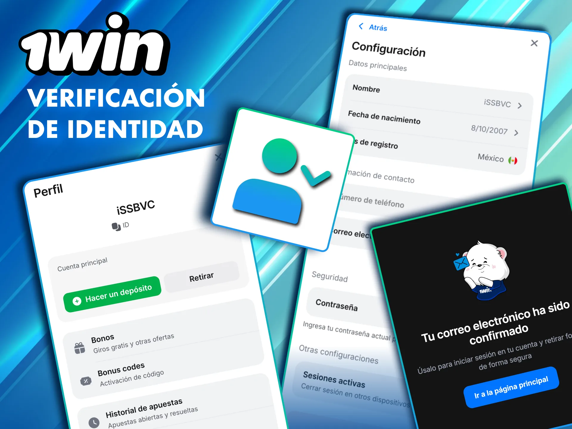Verificaci&oacute;n de identidad en 1Win con documento oficial.